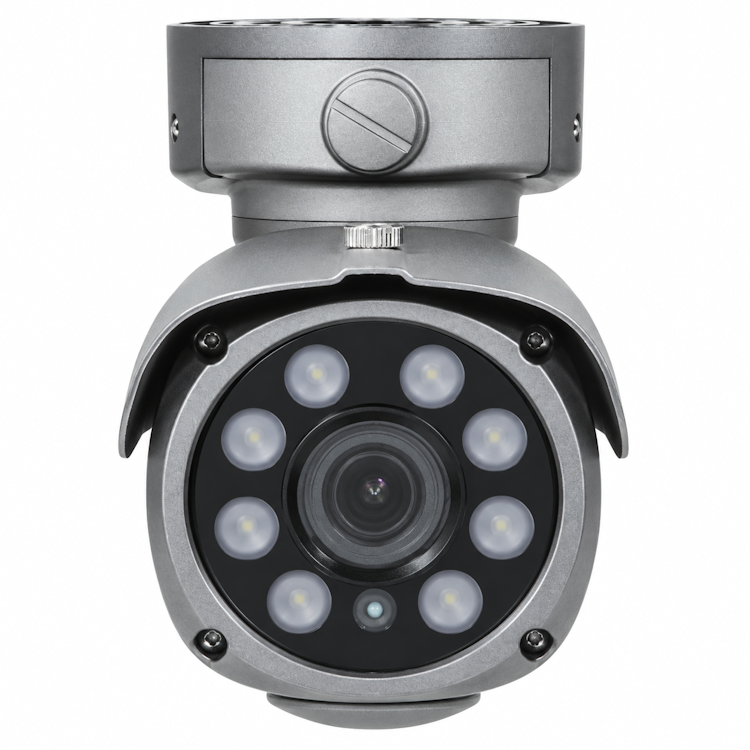 Front view of Eyemax TIR-M2332V-B 2MP HD-TVI outdoor bullet camera with eight COB infrared LEDs