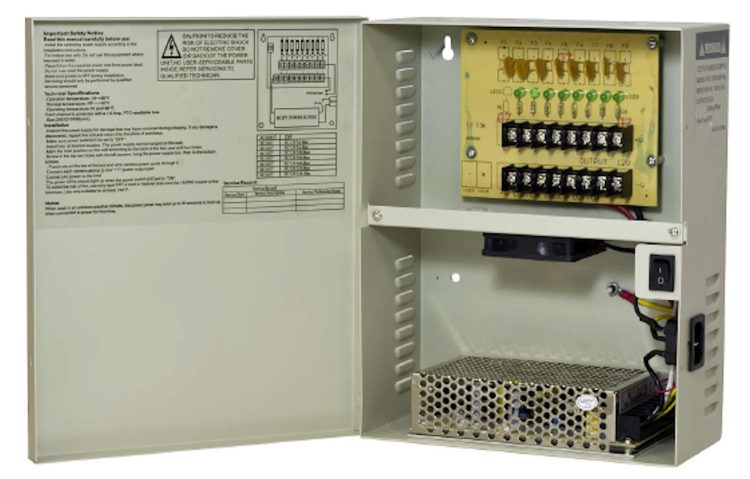 Efficiently manage power for multiple CCTV cameras with B-Tron TR-C12VDC08P13A power supply box. Features independent PTC fuses and surge protection.