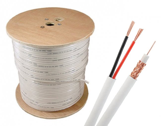 Telpix CB-6CP-G10A95S-B RG6 Combo Split Type Siamese Cable for Outdoor Use, 1000ft. White