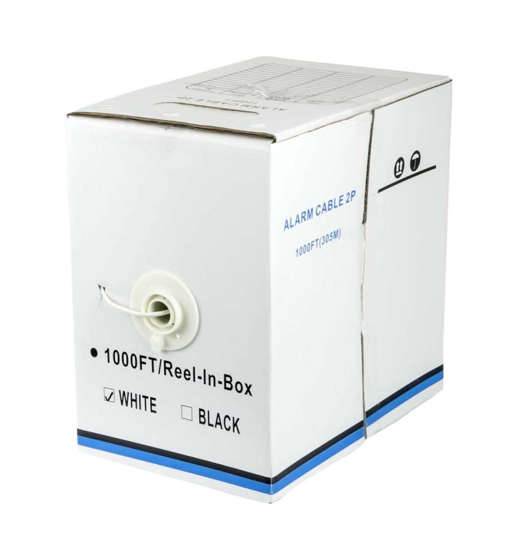 CB-AL2-A-WH  Bulk 22-4 Solid Conductor Alarm Control Cable 1000ft Fire – Security Burglar Station Wire Security (Un-shielded), 22-4, Solid, 1000ft. 