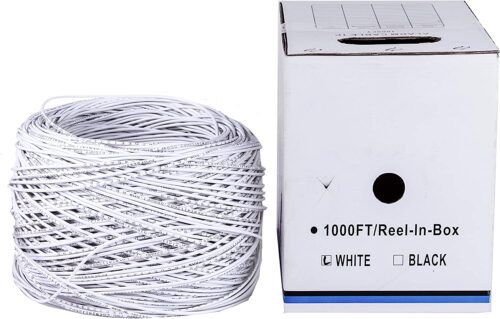 CB-AL2-A-WH 22AWG 2 Conductors 1000 ft (304.8 m) Alarm Wire 22 AWG 2 Pair Security Cable Alarm Bulk Cable White