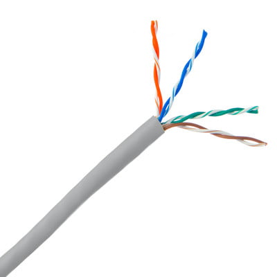 CB-C5E-A-BK Cat5e Ethernet Cable, Solid, UTP (Unshielded Twisted Pair), POE Compliant, CMR, Pull box, 1000 foot Gray