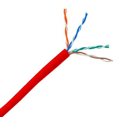 CB-C5E-A-BK Cat5e Ethernet Cable, Solid, UTP (Unshielded Twisted Pair), POE Compliant, CMR, Pull box, 1000 foot Red
