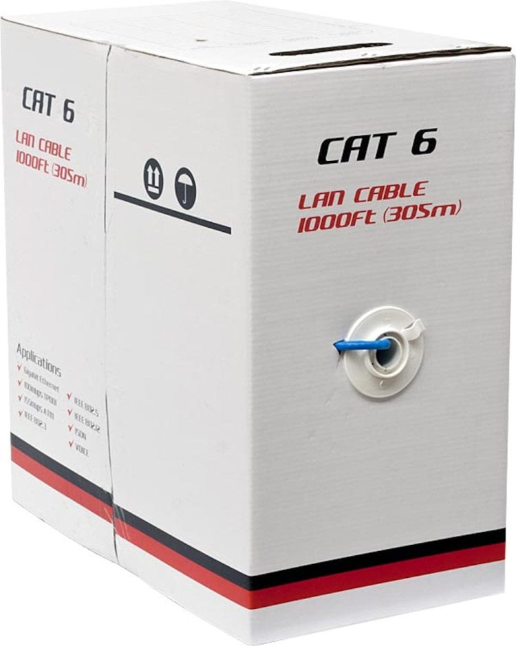 CB C6-A White Cat6 1000 feet (304.8 m) Bulk Ethernet Cable, Bare Solid Copper UTP, 23 AWG