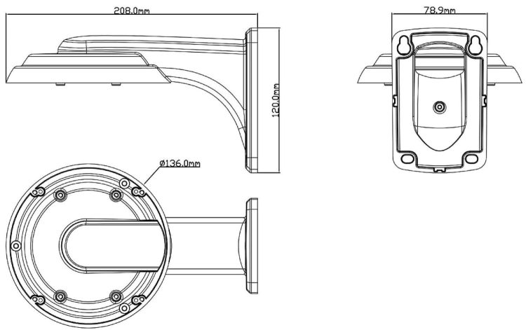 CM-WM03-C Wall Mount Bracket is the perfect solution for Mounting solution for their Eyemax NIT C / TIT C Vari-focal Lens CCTV Camera models