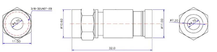 CN-FB1616 F Connector RG6 Male Type Compression Connector Dimension
