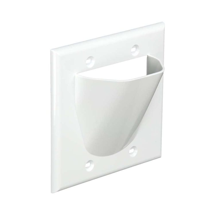 2-Gang Truon CN-FB2B1-WH(10 Pack) Double-Gang Wall Plate Low Voltage Pass Through HDMI Speaker Surround System Cable Cables