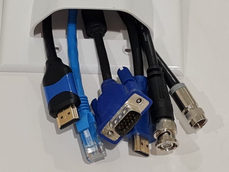 2-Gang Truon CN-FB2B1-WH(10 Pack) Double-Gang Wall Plate Low Voltage Pass Through HDMI Speaker Surround System Cable Cables