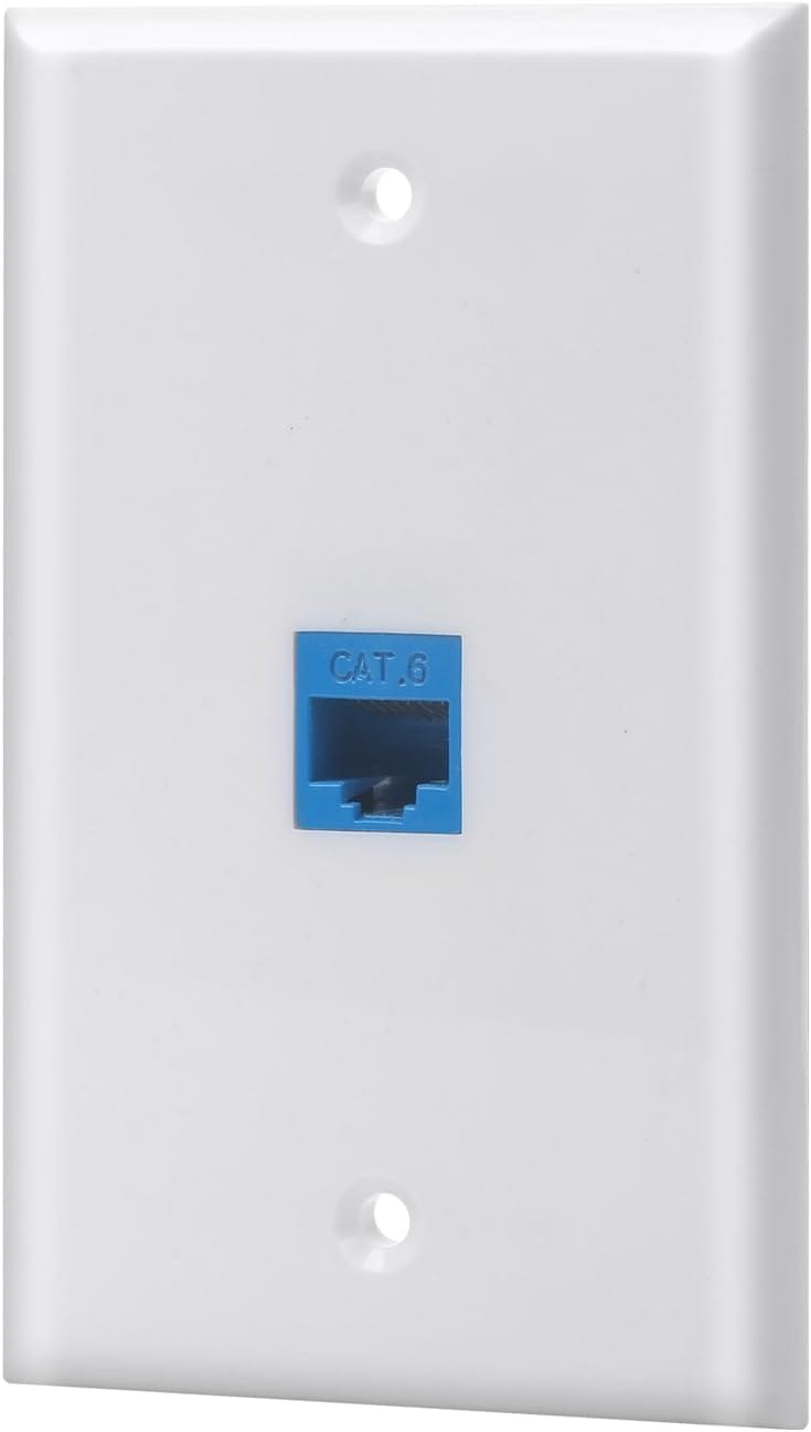 CN-FP01T001-W(10 Pack) Durable Plastic Wall Plate With 1-Port Keystone Jack Insert, Easy Installation!