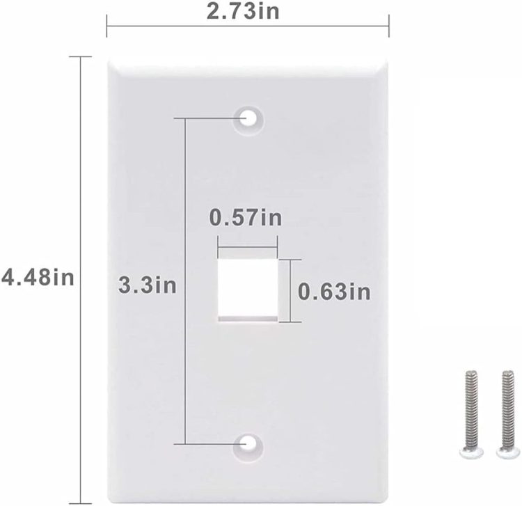 CN-FP01T001-W(10 Pack) Durable Plastic Wall Plate With 1-Port Keystone Jack Insert, Easy Installation!