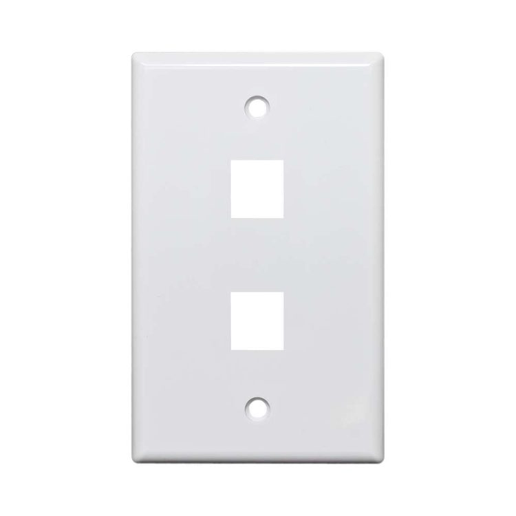 CN-FP02T001-W Modular Wall Plate Single-gang wall plate with a standard size 2-port keystone jack insert.