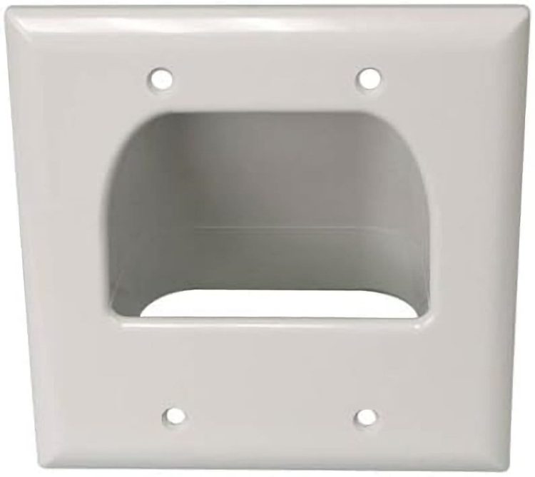 CN-FR2B1-WH Cable Recessed Double Gang White Recessed Cable Pass Through Wall Plate