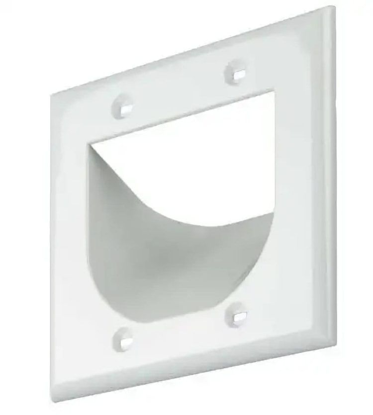 CN-FR2B1-WH Cable Recessed Double Gang White Recessed Cable Pass Through Wall Plate
