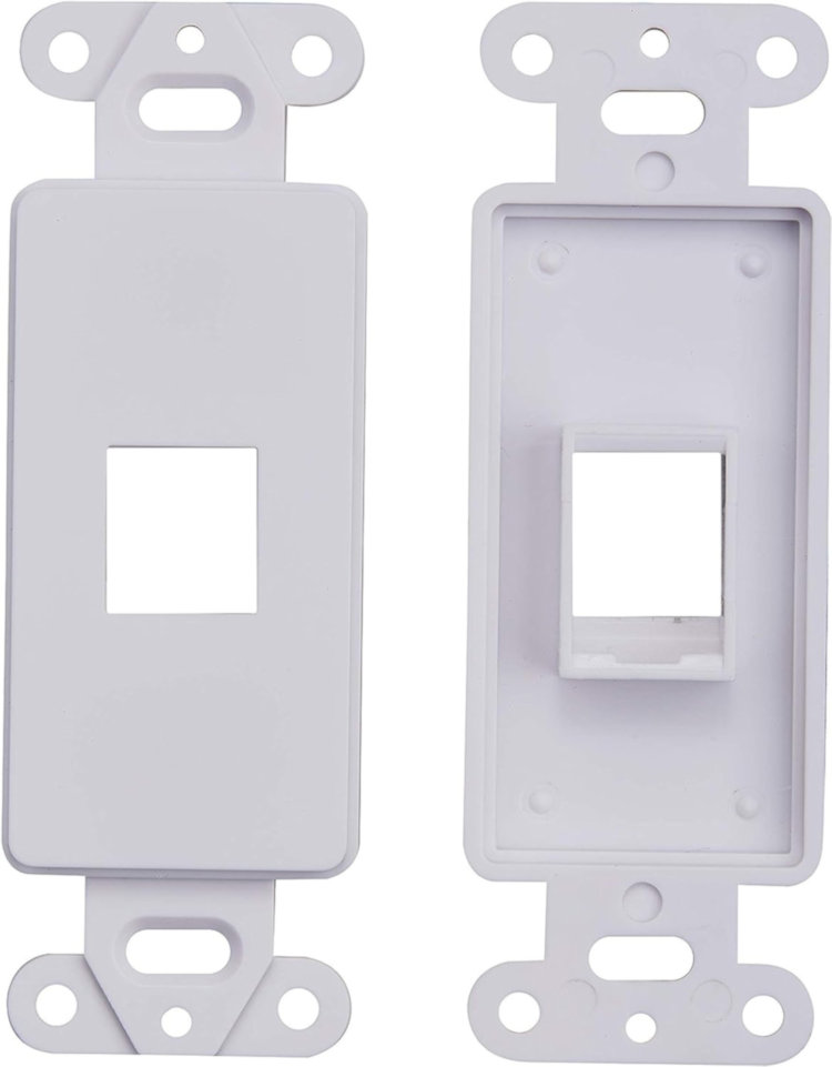 CN-FS1T1-W Quick Port Décor Keystone Insert is an ideal solution for single-port installations Back and front View.