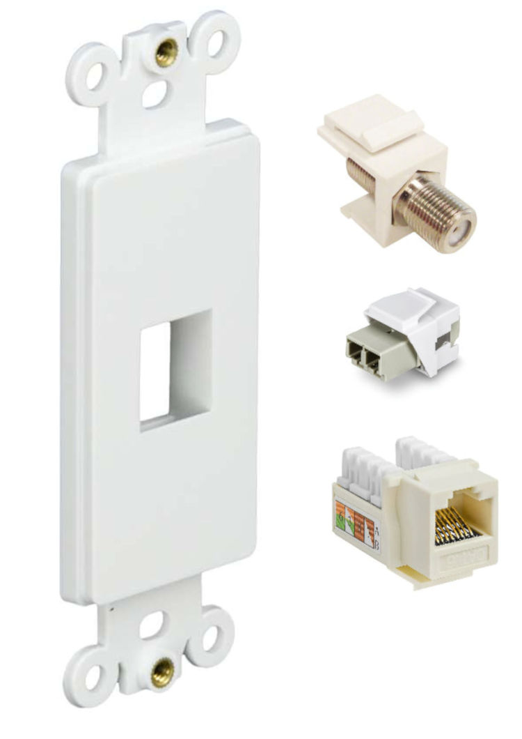 CN-FS1T1-W Quick Port Décor Keystone Insert is an ideal solution for single-port installations Jacks.