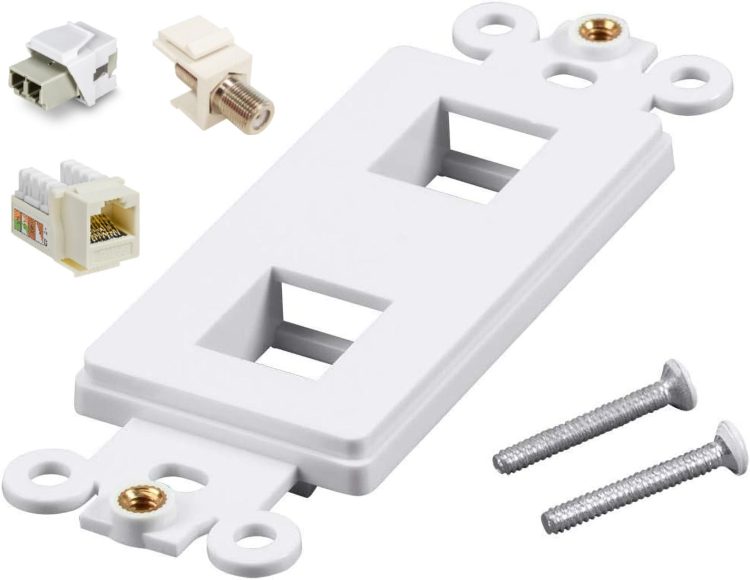 CN-FS2T1-W (10 Pack) White 2 Port Décor Plastic Keystone Snap-in Jack Modular Wall Insert is a great choice for any home networking setup