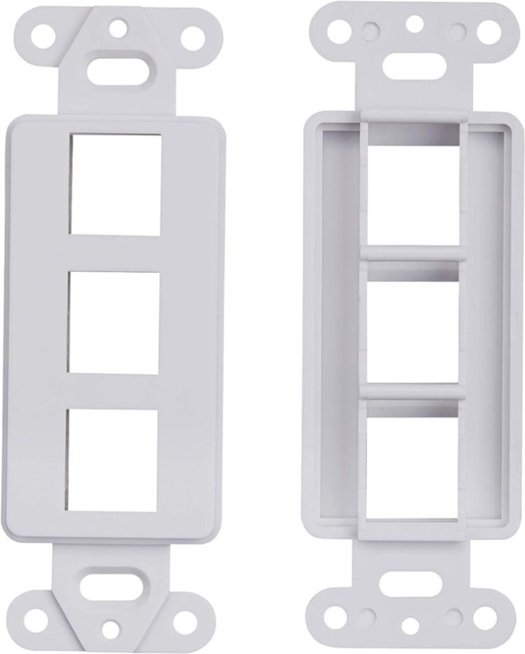 Upgrade your networking and low-voltage connections with CN-FS3T1-W (10 Pack)! This 3-port wall plate insert is perfect for home or office use, with a durable design and easy installation. Get yours in a convenient 10 pack for all your connectivity’s needs Front and Back.