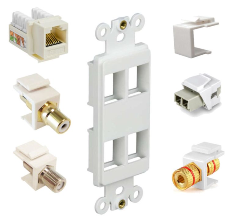 CN-FS4T1-W (10 Pack) 4 Port Décor Wall Plate 1-Gang Keystone Décor Insert Jack.