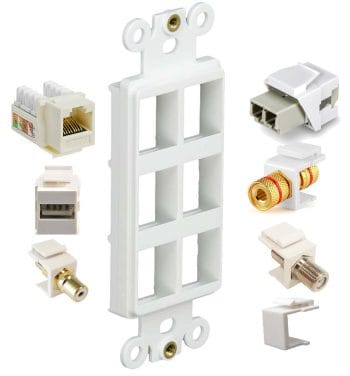 CN-FS6T1-W (10 Pack) Faceplate offers a convenient way to combine multiple keystone inserts, including HDMI, RJ45 Cat 6 Ethernet, RG6 coax, Banana plug.