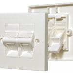 CN-KD-FP13-B Angled flush mount Wall plates with shutter 2 keystones ports are perfect for any home or office