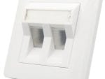 CN-KD-FP13-B Angled flush mount Wall plates with shutter 2 keystones ports are perfect for any home or office