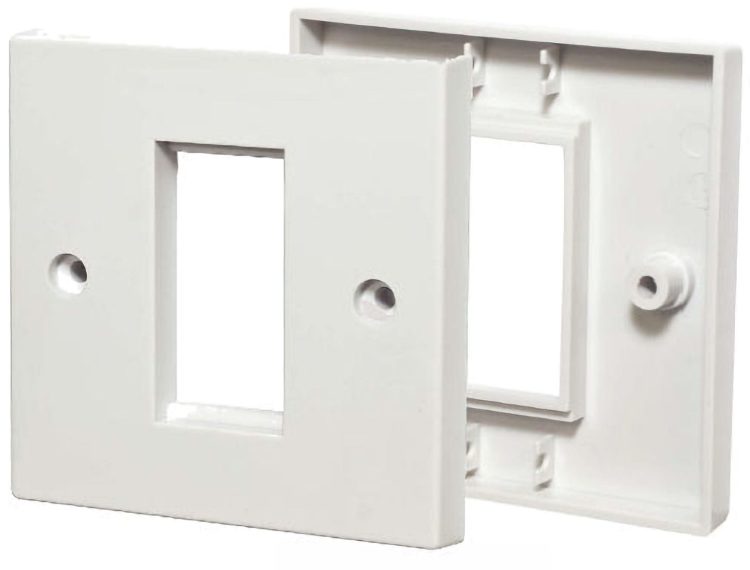 CN-KD-FP36 (10 pack) white ABS plastic single-gang decor style HDMI, RJ45 Cat 6 Ethernet, RG6 coax, banana plug, and other jacks