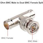 CN-TB1134 BNC Splitter Adapter BNC Male to Dual BNC Female T Type Triple Jack Splitter Connector for CCTV Security Cameras Connector