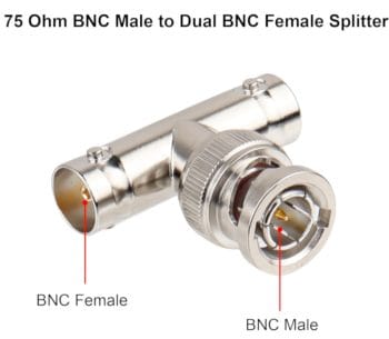 CN-TB1134 BNC Splitter Adapter BNC Male to Dual BNC Female T Type Triple Jack Splitter Connector for CCTV Security Cameras Connector