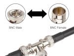 CN-TB1134 BNC Splitter Adapter BNC Male to Dual BNC Female T Type Triple Jack Splitter Connector for CCTV Security Cameras COnnected Cable