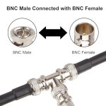 CN-TB1134 BNC Splitter Adapter BNC Male to Dual BNC Female T Type Triple Jack Splitter Connector for CCTV Security Cameras COnnected Cable