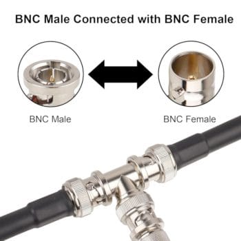 CN-TB1134 BNC Splitter Adapter BNC Male to Dual BNC Female T Type Triple Jack Splitter Connector for CCTV Security Cameras COnnected Cable