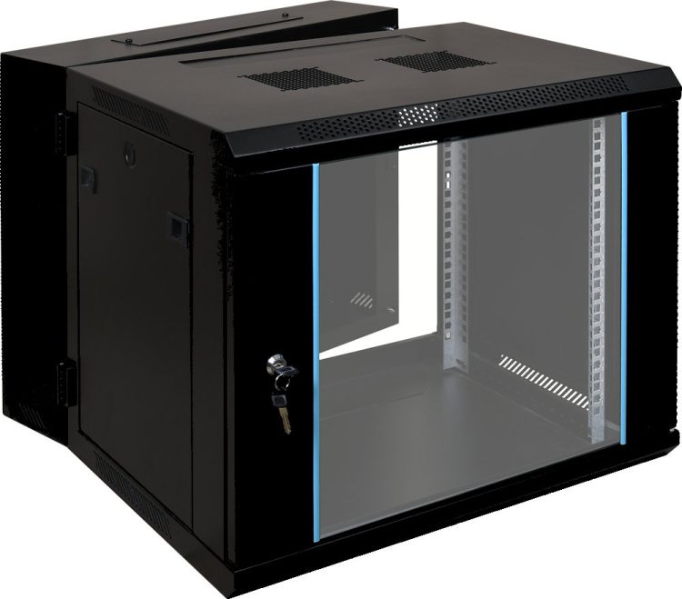 Securely house your network systems with Collsam RA-AD06-05 Double Section Rack Cabinet. Customizable height and accessories for optimal functionality. 9U, 12U, or 15U capacity. Front glass door and welded frame for reliable protection. Perfect for small companies or households open Back.