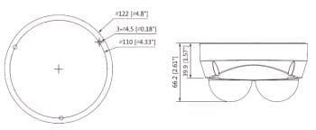 DAHUA DH-IPC-HDBW4231FN-E2-M 2MP IR Dual-Sensor Dome Network Camera Dimensions