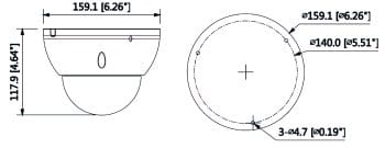 DAHUA DH-IPC-HDBW5831EN-Z5E 4K IR Long Distance Varifocal EPOE Dome Camera Dimensions