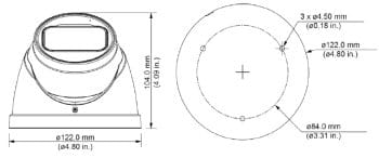 Dahua Technology Pro Series A82AH5V 8MP Outdoor HDCVI Eyeball Camera with 3.7-11mm Lens and Night Vision Dimensions