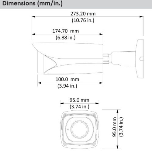 DH-IPC-HFW5831EN-Z5E 8MP Outdoor Network Bullet Camera Dimensions;