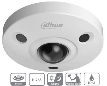 Dahua DH-IPC-EBW81230N-M12 Fisheye Cameras provide 180° panoramic views with no blind spots. 12MP H.265 True WDR IK10 IP67 PoE. Ideal for airports, malls, banks.