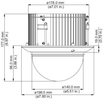 Dahua Technology Pro Series 52C430UNI-A 4MP Network In-Ceiling PTZ Dimensions