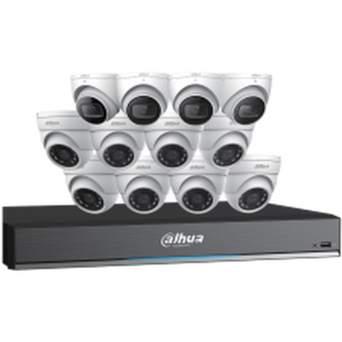 Dahua Technology C7168E124 Eight A511K02 5Megapixel and Four A82AG52 4K HDCVI Eyeball Cameras with One X72A3A 16 Channel 4K HDCVI DVR, No HDD
