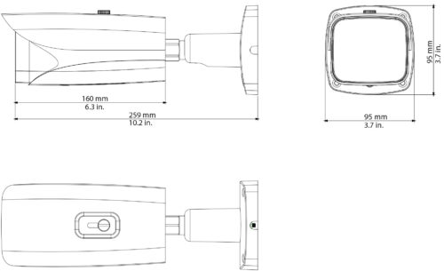 Dahua DH-HAC-HFW32A1EN-Z IR Vari-focal Starlight HDCVI Bullet Camera – 2MP, 1/2.8” CMOS, Outdoor, 4 IR LEDs Dimensions