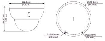 Dahua DH-IPC-HDBW4239RN-ASE 2MP Outdoor ePoE Network Dome Camera Captures Detailed Color Images. It Offers Poe and ePoE For Long-Distance Data Transmission Dimensions.