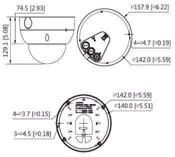 Dahua DH-IPC-HDBW7442HN-ZFR 4MP ePoE Camera with Analytics+ Functions Complex Real-Time People Counting and Perimeter Protection Surveillance. Ideal For Any Lighting Condition and Harsh Environments Dimensions.
