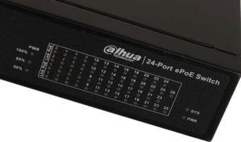 Dahua DH-LR2226-24ET-360 ePoE Switch Offers 24 Ports for Long-Distance Use, 8ports 10-100 Base-T, 16ports 10-100 Base-T and 2ports 10-100-1000 Base-T (Combo) And 2ports 1000 Base-T Light Display