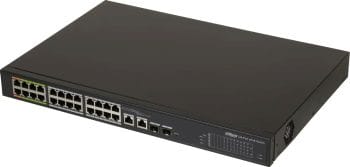 Dahua DH-LR2226-24ET-360 ePoE Switch Offers 24 Ports for Long-Distance Use, 8ports 10-100 Base-T, 16ports 10-100 Base-T and 2ports 10-100-1000 Base-T (Combo) And 2ports 1000 Base-T Side View