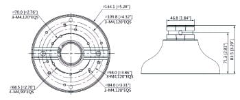 Dahua DH-PFA109 is a White Aluminum Alloy Mount Bracket for Dahua Cameras. Support Up To 2.20 Lb. And Works in Extreme Temperatures Dimensions.