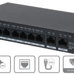 Dahua DH-PFS3010-8ET-96 10-Port Fast Ethernet PoE + Switch Offers 60W PoE Power Budget, 8 Fast Ethernet PoE + Ports, Dual Gigabit Ethernet Uplink Ports, And 820' Power And Data Transmission Range.