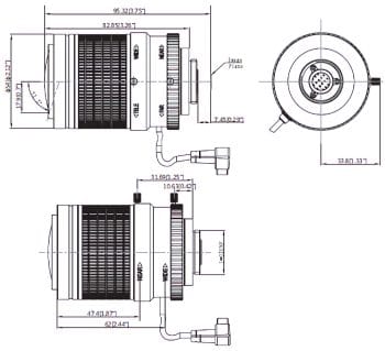The Dahua DH-PLZ20C0-D is a 12MP 3.7-16mm Varifocal Lens with F1.5 Aperture, CS Mount, and Extreme Temperature Range. Manual Zoom and Focus For A 145-35.6° Diagonal Field Of View Dimensions