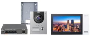 Dahua DHI-KTP01(S) IP Video Intercom Kit Provides a Wide-Angle Camera with Night Vision, A 7 Inch TFT Screen Color Indoor Monitor and A Layer 2 Poe Ethernet Switch for Secure Remote Access Unlock Doors and View Visitors from The Comfort of Your Home.