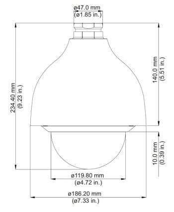 Dahua - 40212IC - 2MP 12x Starlight HDCVI PTZ Camera Dimensions