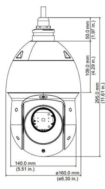 Dahua Technology 49225ICLA Two Megapixels 25x Starlight HD CVI PTZ Dome Dimensions